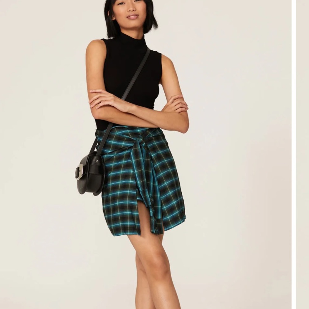 For Love And Lemons Blue Plaid Mini Skirt